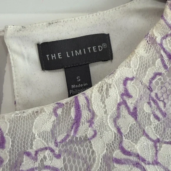 The Limited Floral Lace Sleeveless Blouse - Purple and Cream - Picture 4 of 5